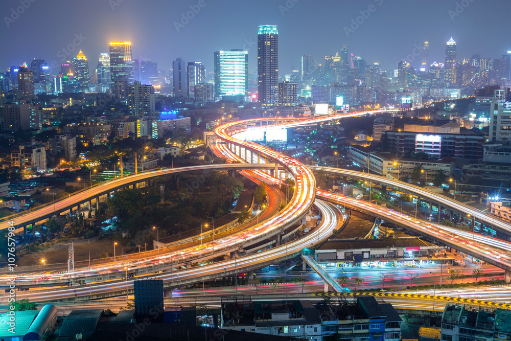 Highway in the city of Bangkok at Night