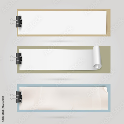 Horizontal note papers with place for your text. Vector illustration. 
