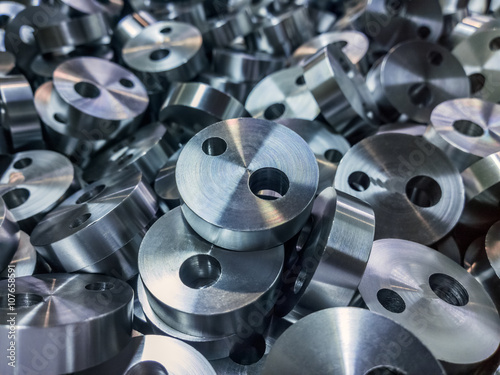 Shiny steel cylindrical parts background