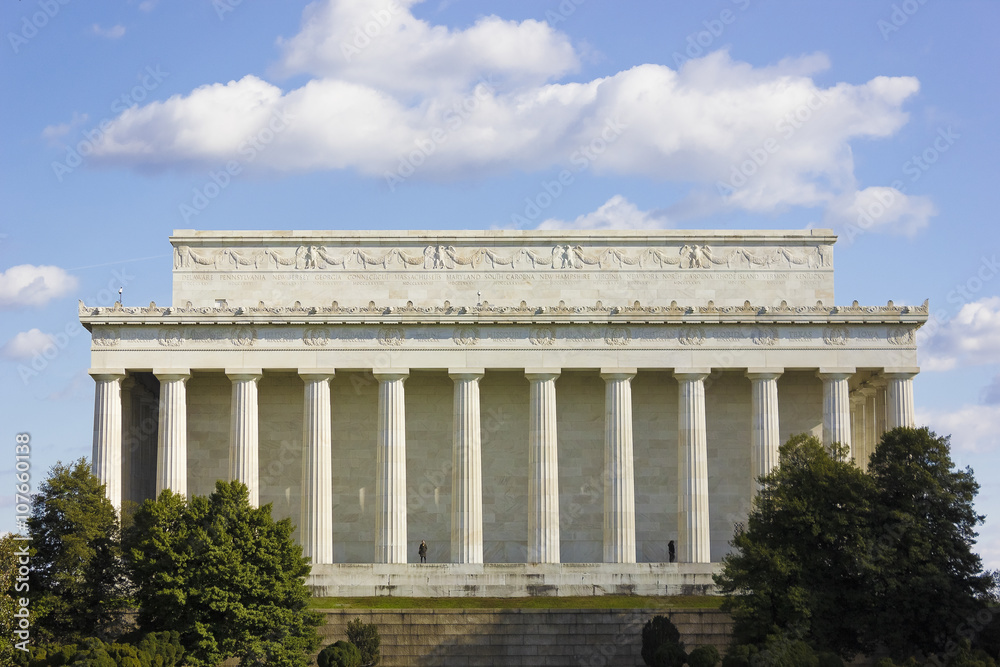 View of the western exterior of the Lincoln Memorial, Lincoln Memorial Circle, National Mall & Memorial Parks, Washington DC