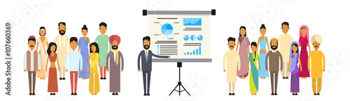 Indian Business People Group Presentation Flip Chart Finance, India Businesspeople Team Training Conference Meeting photo