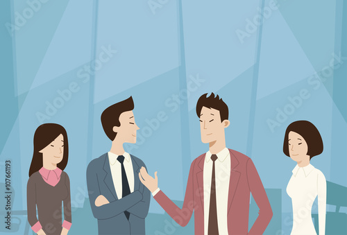 Asian Business People Group Team Talk Communication, Negotiation