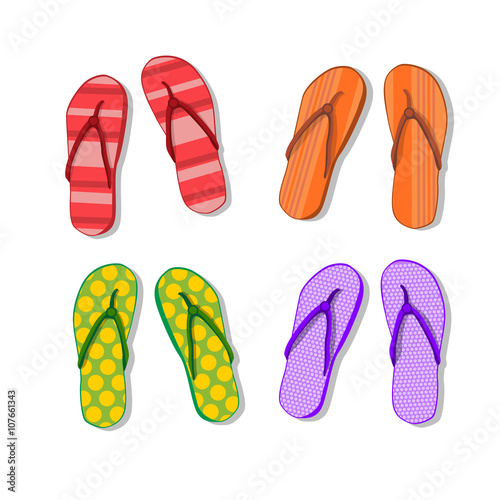 Flip Flops Icon Summer Slippers Foot Wear Set Collection