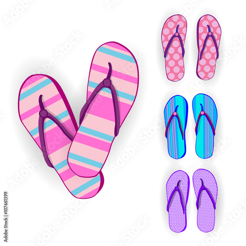 Flip Flops Icon Summer Slippers Foot Wear Set Collection © mast3r