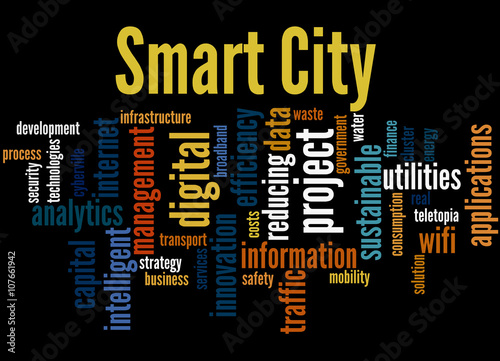 Smart City, word cloud concept 3 photo