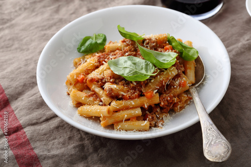 pasta with bolognese sauce and cheese