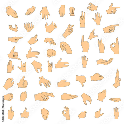set Hand gestures