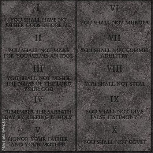 10 God commandments rules with English text
