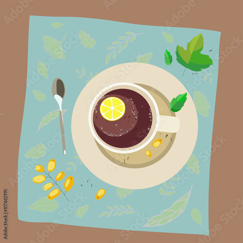 Illustration with the image of a cup of tea