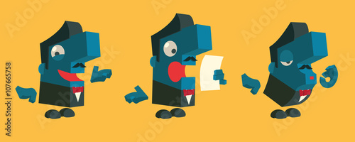 Cartoon funny elegant entertainer. Action set.