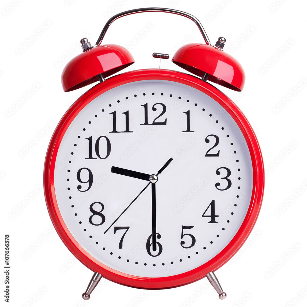 Alarm clock shows half past nine foto de Stock Adobe Stock