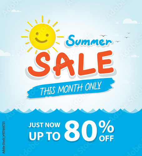 Summer Sale heading design for banner or poster. Sale and discou