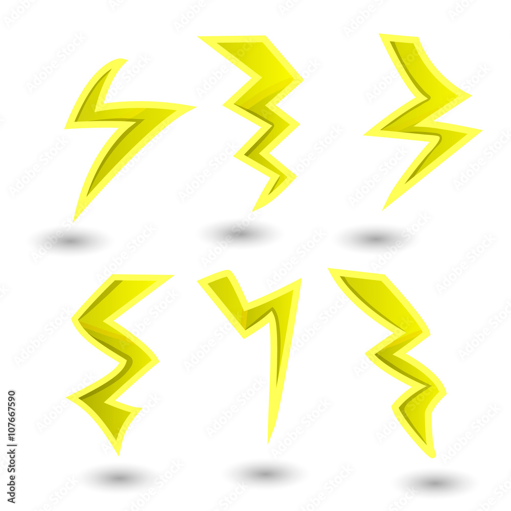 powerful lightning bolts. vector set powerful lightning bolts. vector set