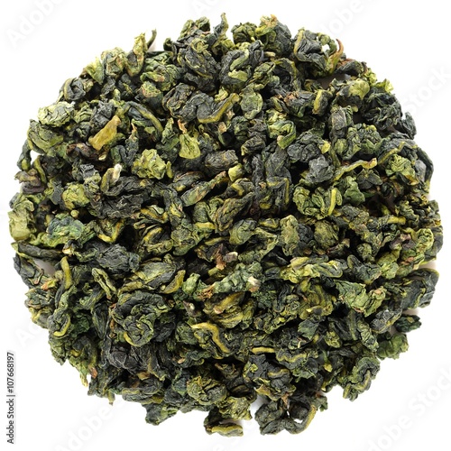 Te Guanin oolong tea crop round shape isolated