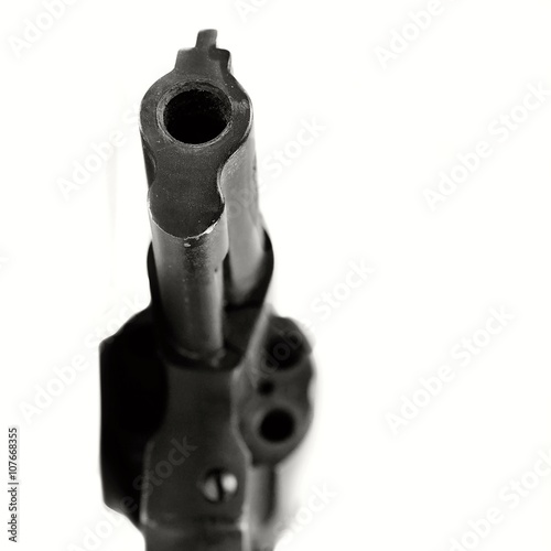 Classic 9 mm revolver. The object weapons on a clean white background photo