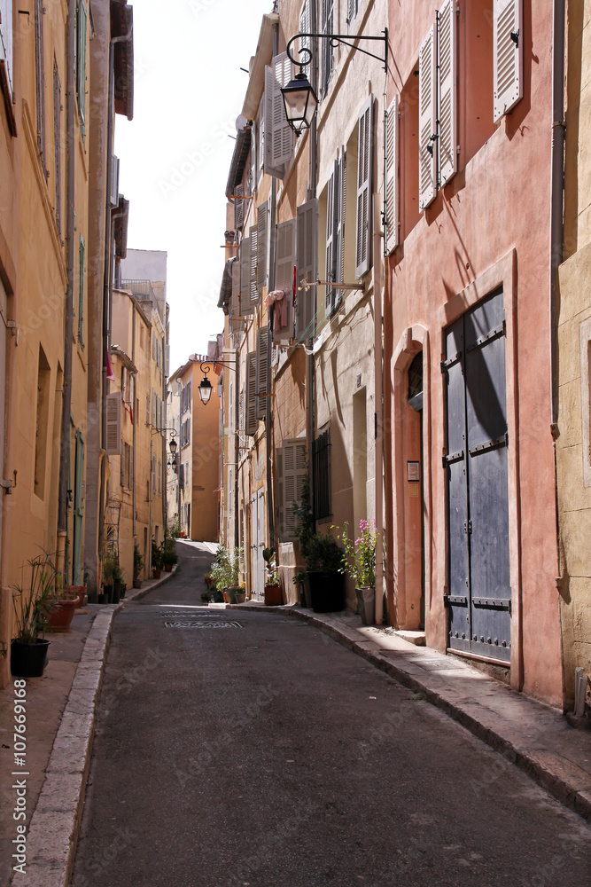 typical street in the old town of marseille