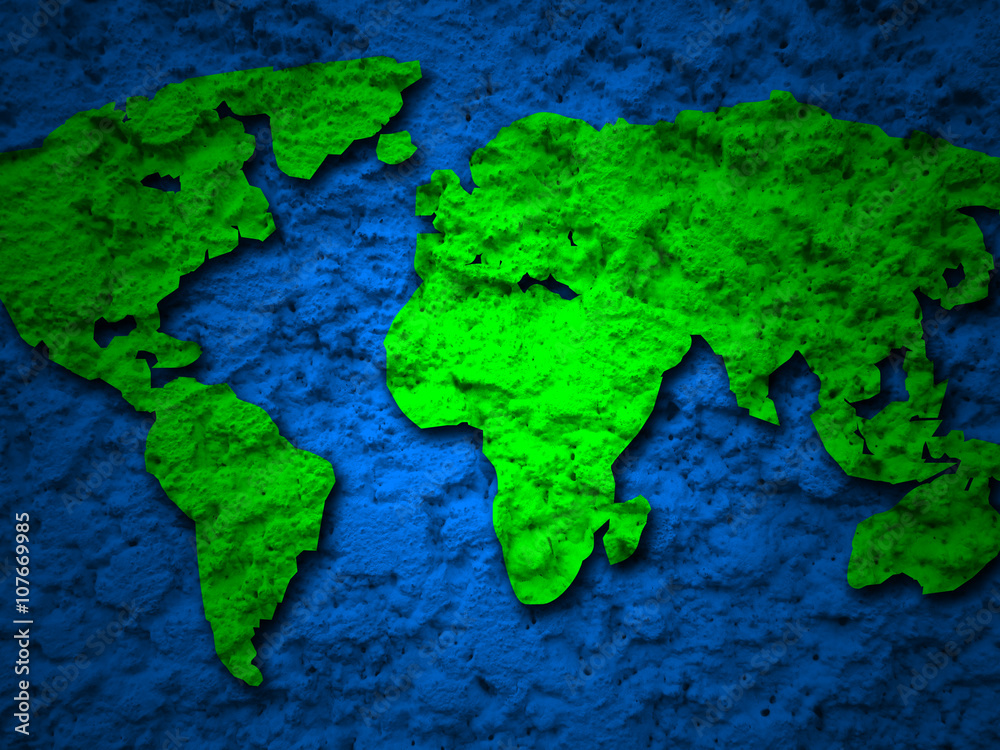 green grunge earth map on a blue background 1