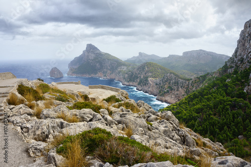 Formentor cape sea view in Mallorca balearic islands, Spain. Mountain view on the sea, Majorca.