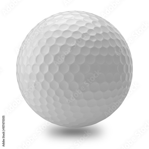 Golf ball on white background. Clipping path.