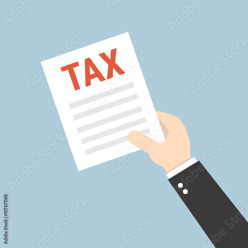 Business hand holding tax, vector