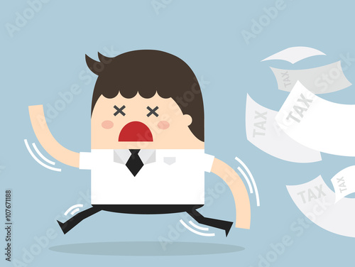 Businessman running away from tax