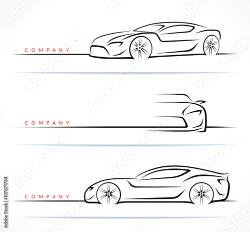 Set of sports car silhouettes. Vector illustration