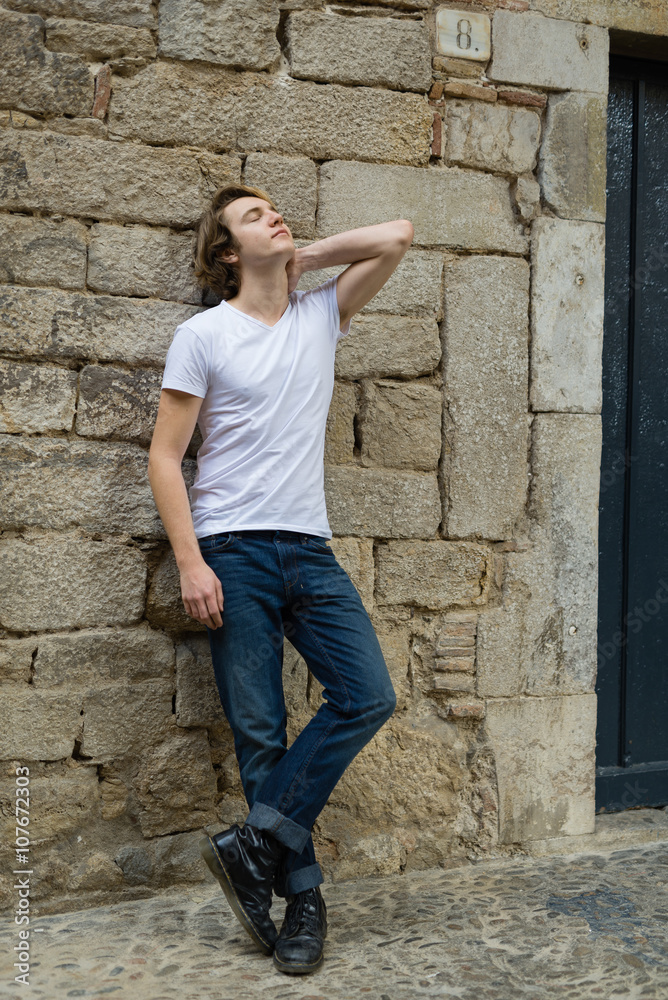 Teenager with Character in Girona, Spain Teenager with Character in Girona, Spain