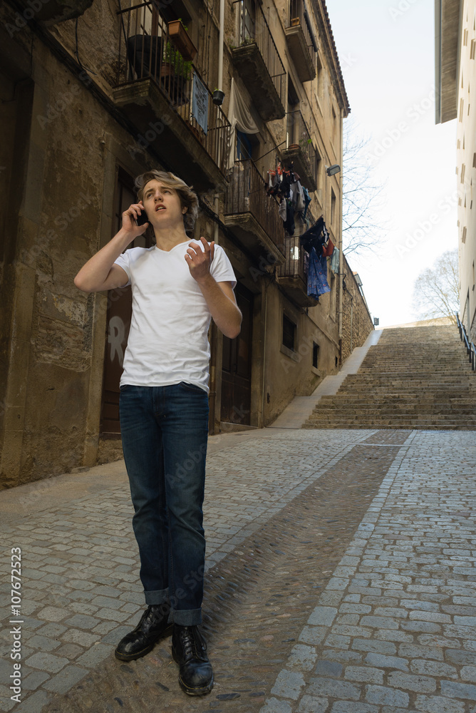 Teenager with Character in Girona, Spain
