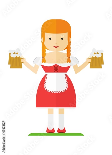 bavarian young beautiful waitress