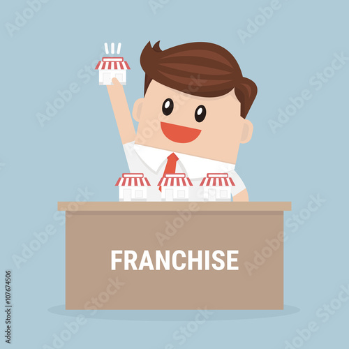Businessman want to expand his business, Franchise Concept. vect