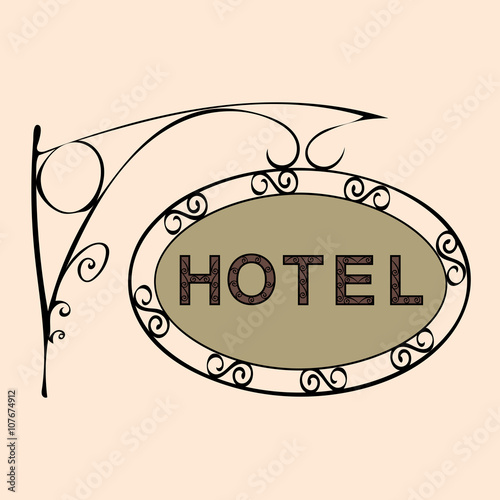 hotel text on vintage street sign