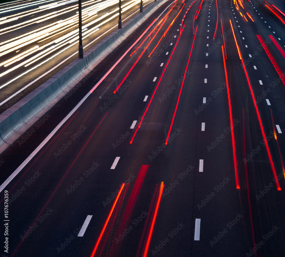 busy traffic on the road at night