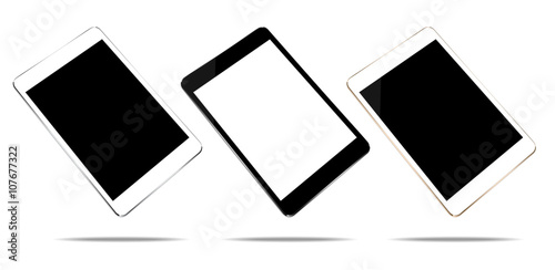 mock up tablet 3 color set isolated on white vector design