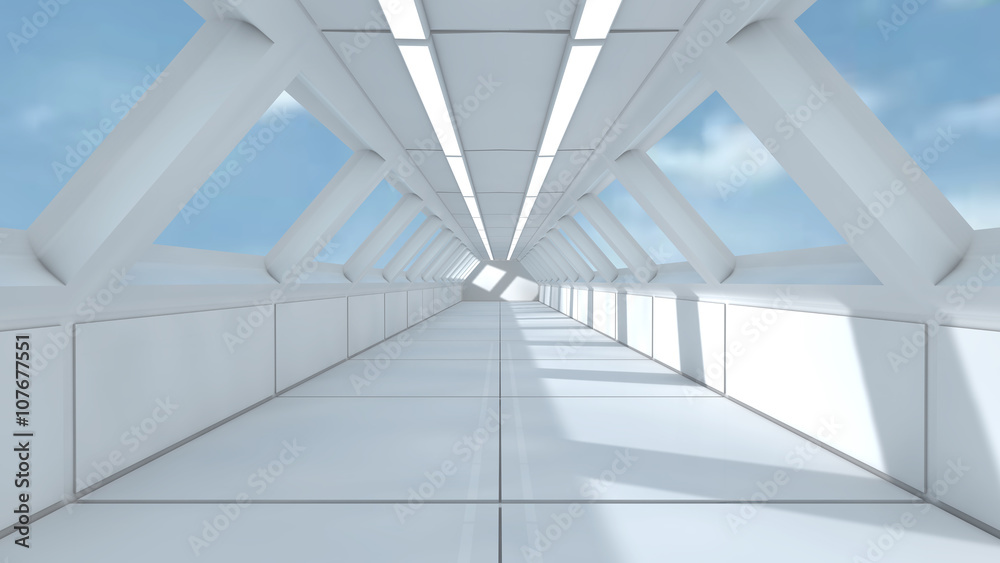 3d render. Futuristic spaceship interior 3d render. Futuristic spaceship interior