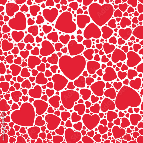 Seamless stylish red pattern with hearts. Vector illustration.