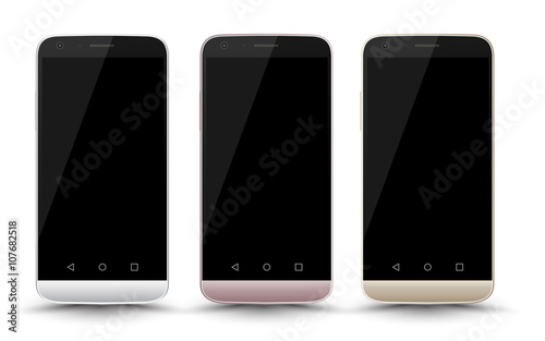 Modern Smartphone Mockup Set with dark screen. Vector illustration