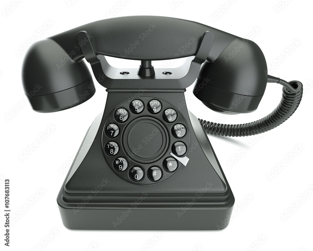 Black retro phone isolated on white background 3d Black retro phone isolated on white background 3d