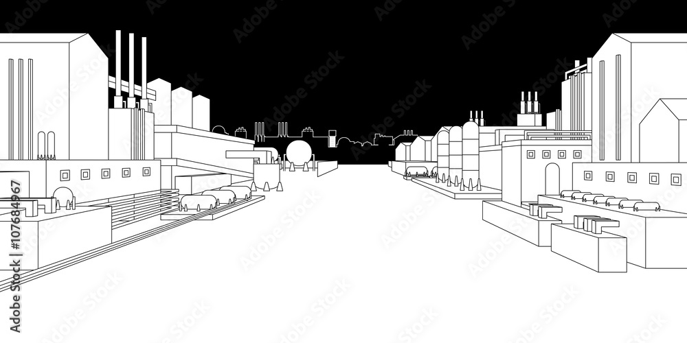 Obraz premium The industrial plant and manufacture building. Vector illustration