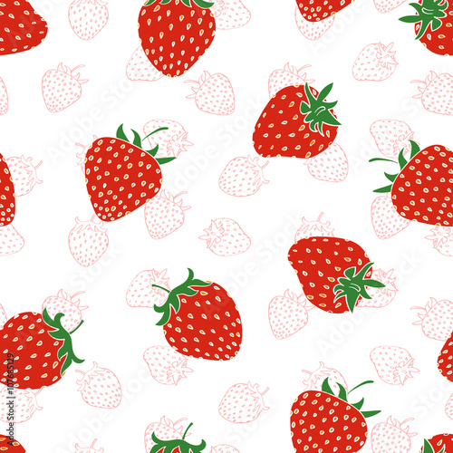 Strawberry seamless pattern. Vector repeating background. 