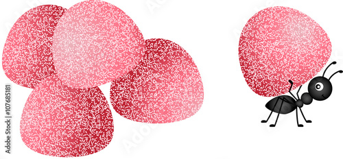 Fotografie Gumdrops being carried by a ant