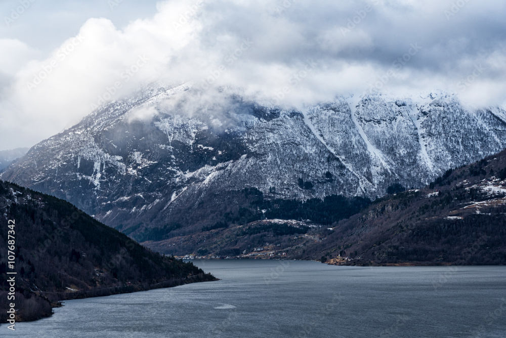 Fjord and mountain landscape in Norway Fjord and mountain landscape in Norway
