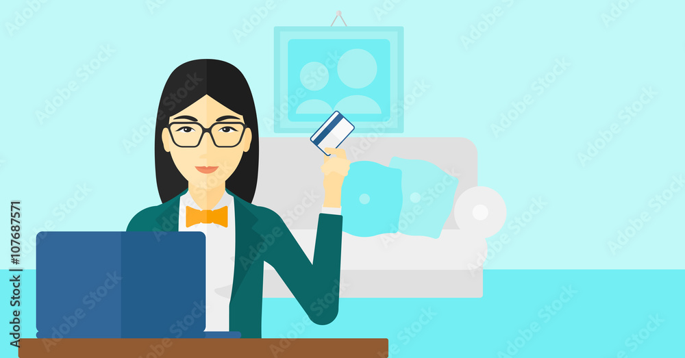 Woman making purchases online. Woman making purchases online.