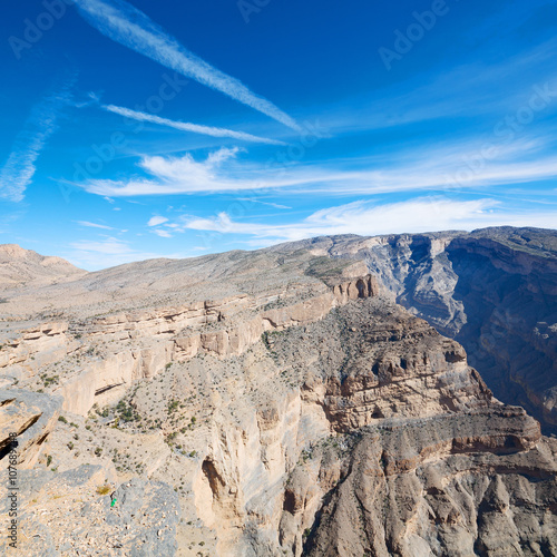 in oman  the old mountain gorge and canyon the deep cloudy  sky © lkpro
