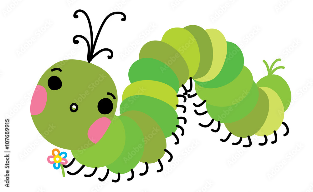 Fototapeta premium Cartoon caterpillar. Vector illustration. Flat design