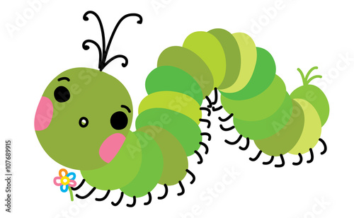 Cartoon caterpillar. Vector illustration. Flat design