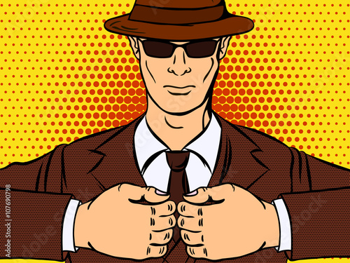 Gangster in the pop art style expresses aggression