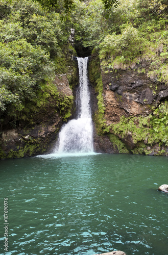 Mauritius. Small falls in  Valley of 23 colors of the Earth  park in Mare-aux-Aiguilles..