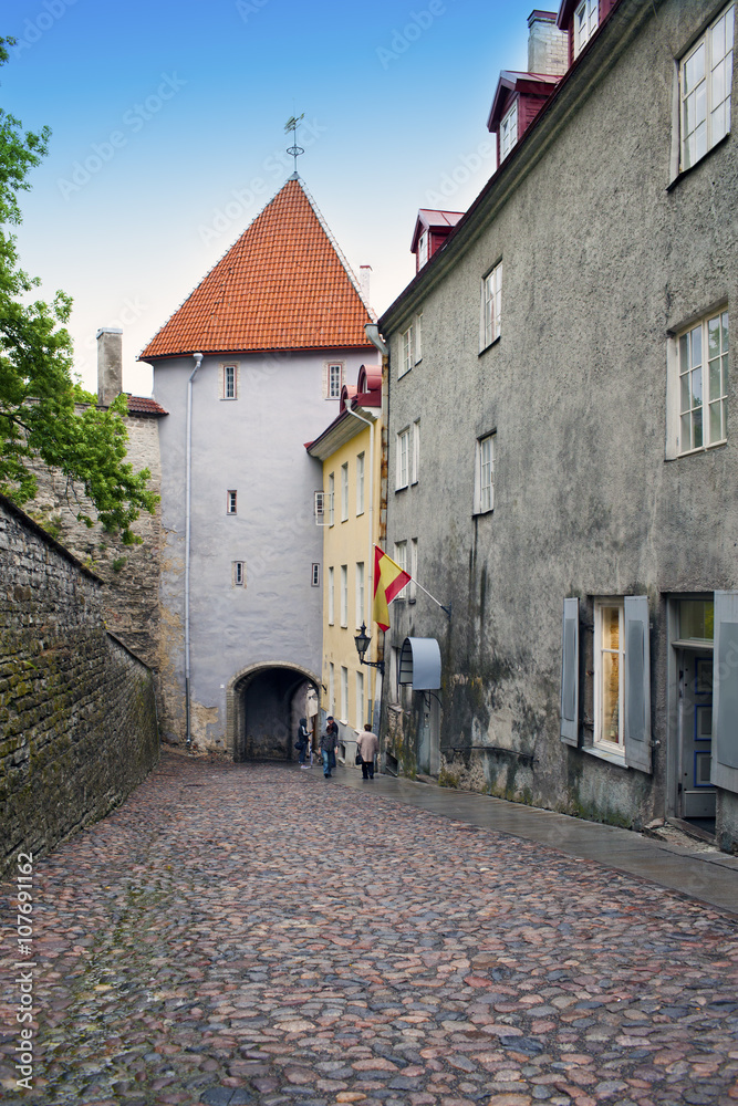 Road through a tower in old Tallinn