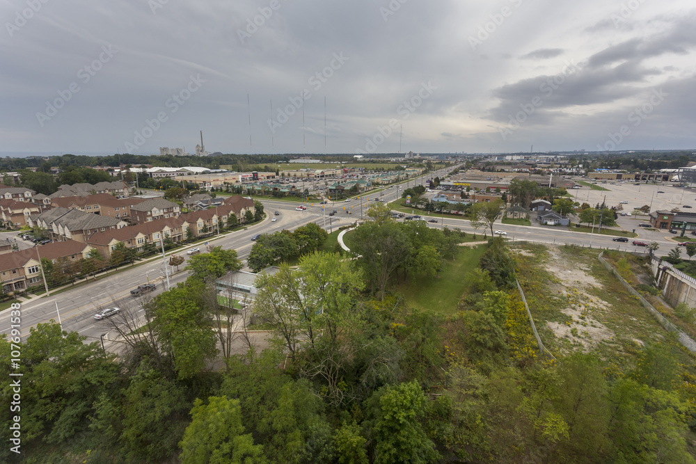 Overlooking Urban Area of Missisauga and Oakville Ontario, Canad