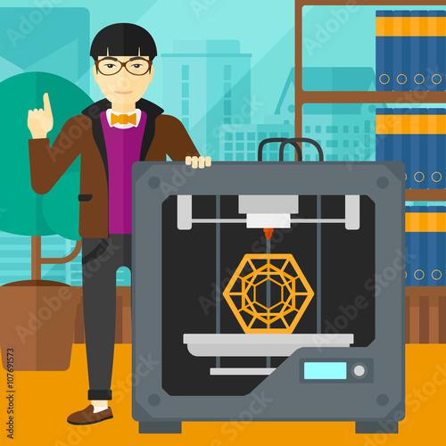 Man with three D printer.